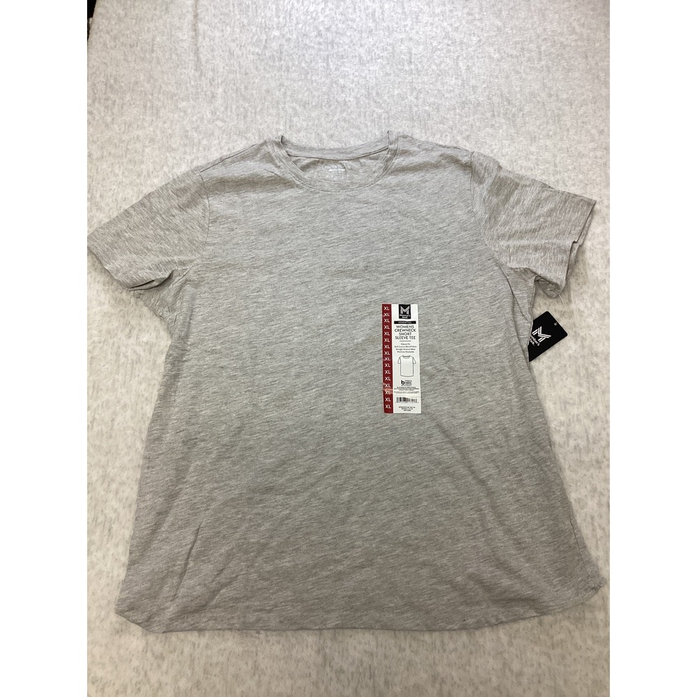 Members Mark Essential Womens XL Crewneck‎ Short Sleeve Tee Light Grey Heather